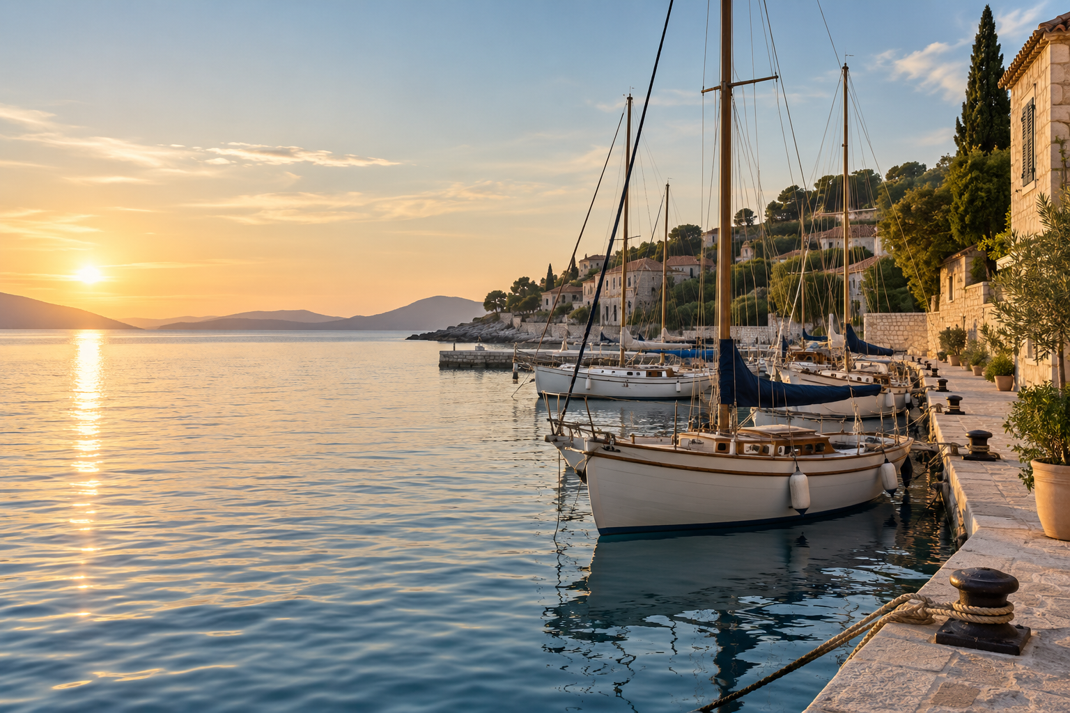 Boote in einem mediterranen Hafen